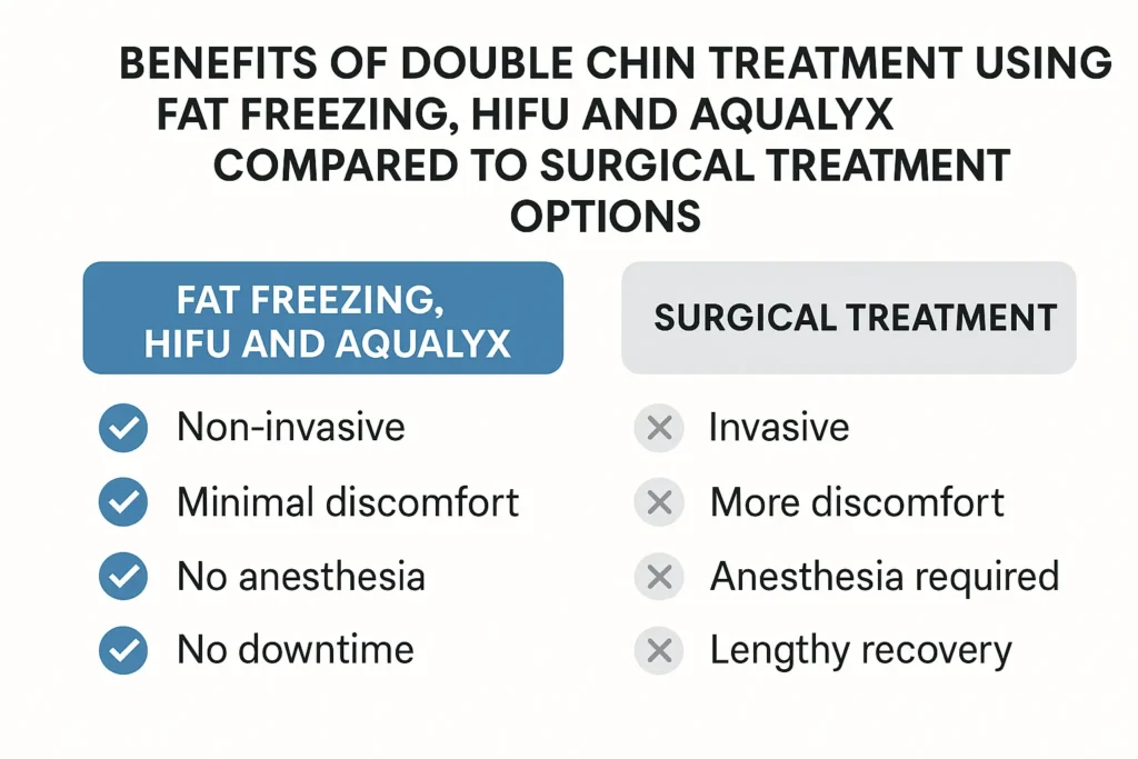 Graphic about the benefits of double chin treatment Felixstowe - from LA LIPO