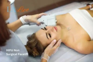 Woman having Hi-Fu to reduce wrinkles Felixstowe.