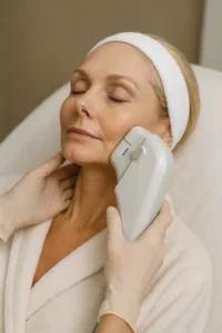 Woman receiving HIFU non surgical facelift treatment Felixstowe